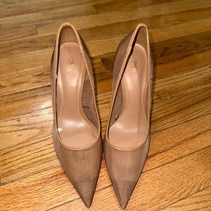 Zara Women's Tan Mesh Heels